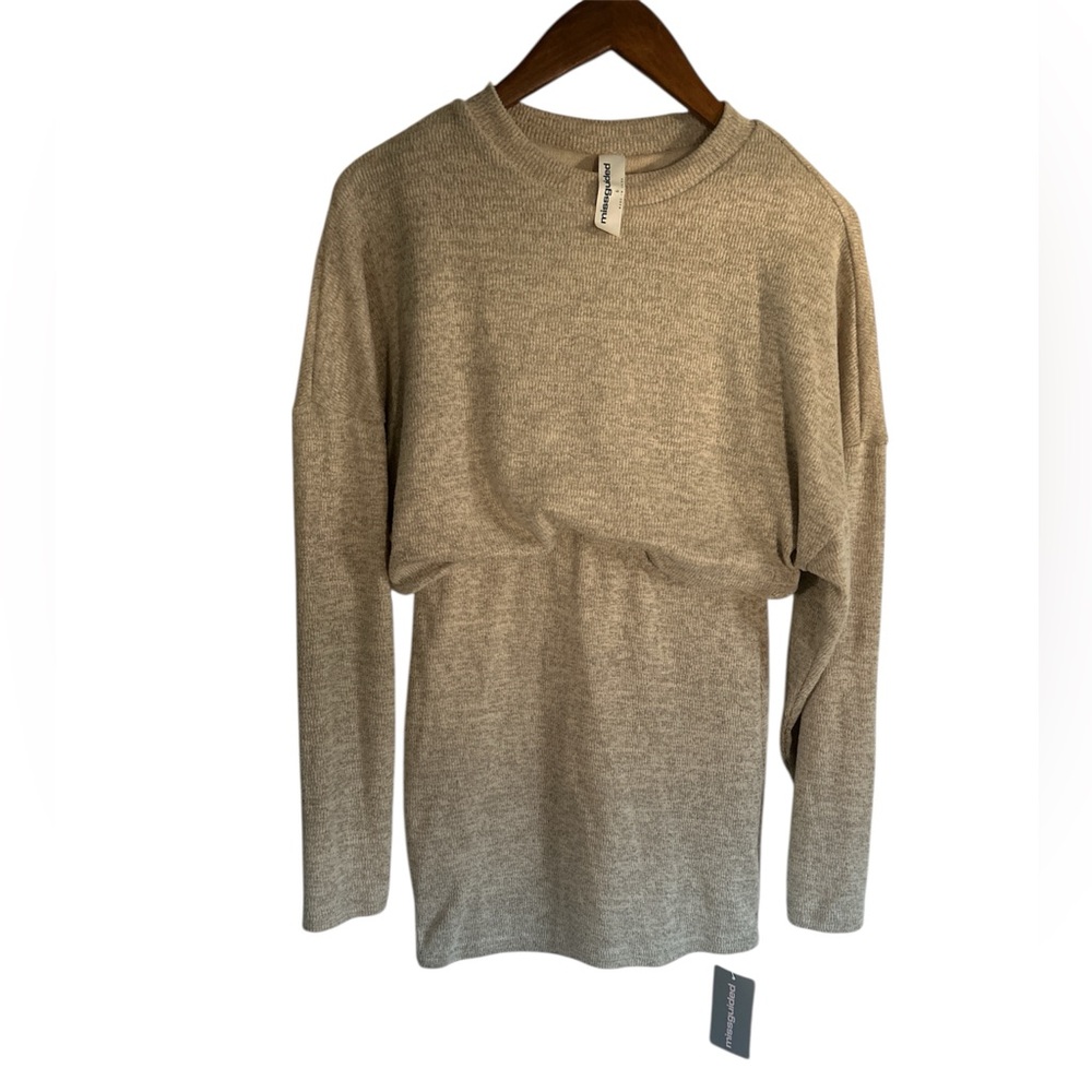 Missguided Taupe Mini Sweater Dress